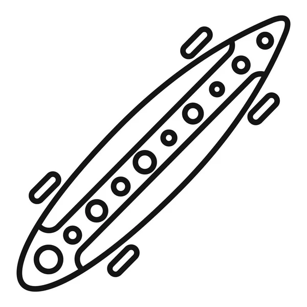 Icono de longboard moderno, estilo de esquema — Vector de stock