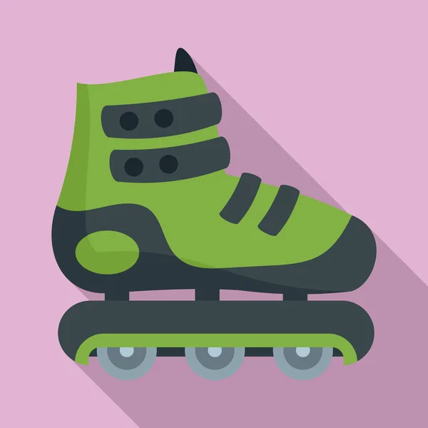 Protected inline skates icon, flat style — Stock Vector