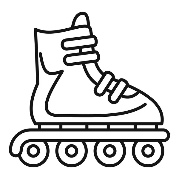 Inline skates icon, outline style — Stock Vector