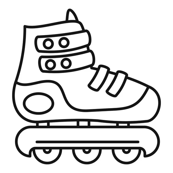 Icône de patins à roues alignées protégés, style contour — Image vectorielle