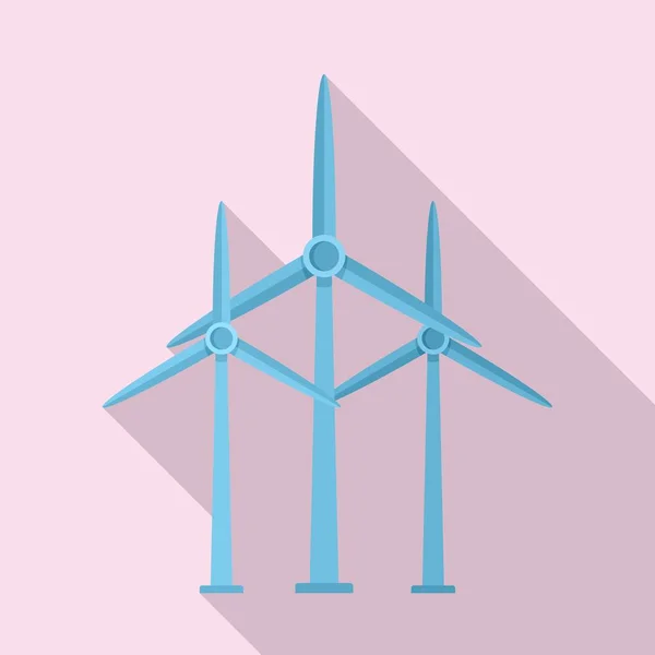 Значок дорожной ветряной электростанции, плоский стиль — стоковый вектор