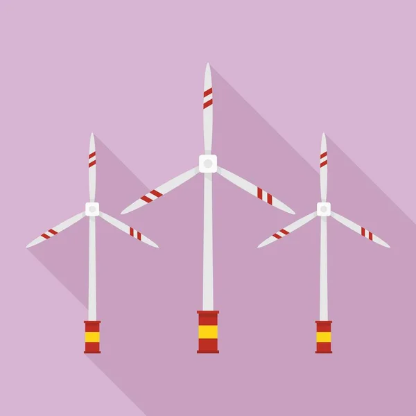 Eco free wind turbine icon, flat style — Stock Vector