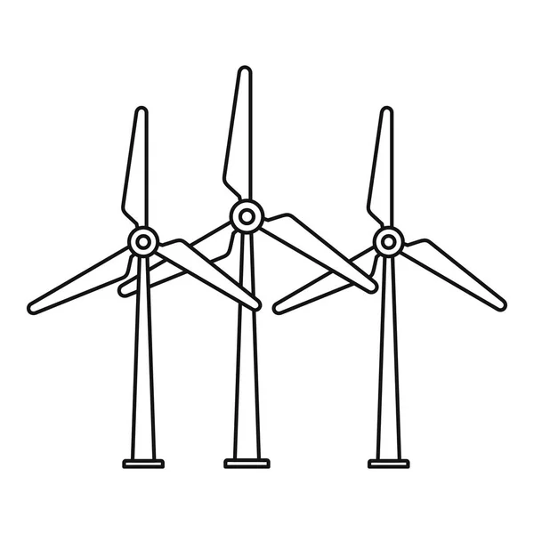 Піктограма екологічної енергії вітрових турбін, стиль контуру — стоковий вектор