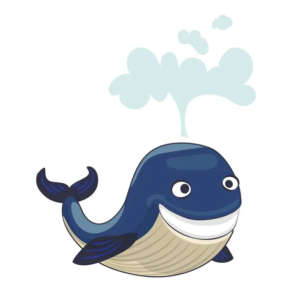 Icono de ballena feliz, estilo de dibujos animados — Vector de stock