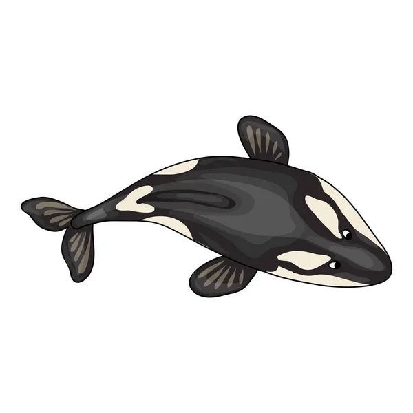 顶部景观兽人鲸鱼图标, 卡通风格 — 图库矢量图片