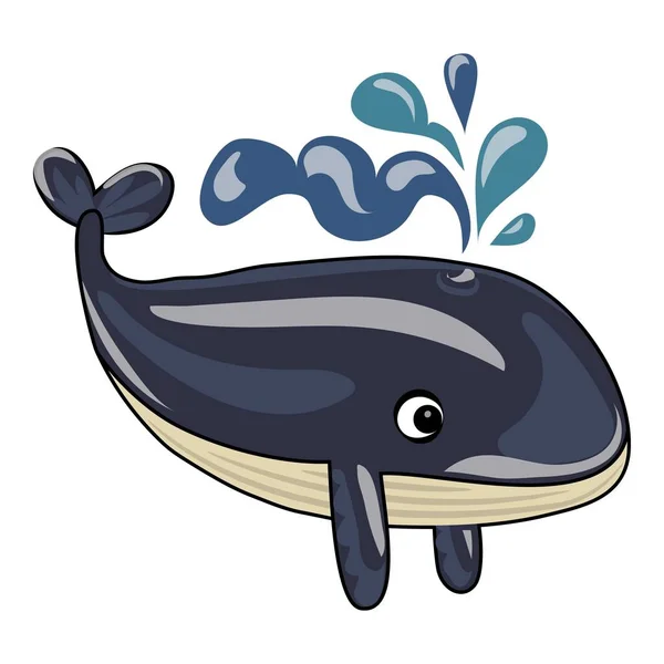 Happy marine whale icon, cartoon style — Stock Vector