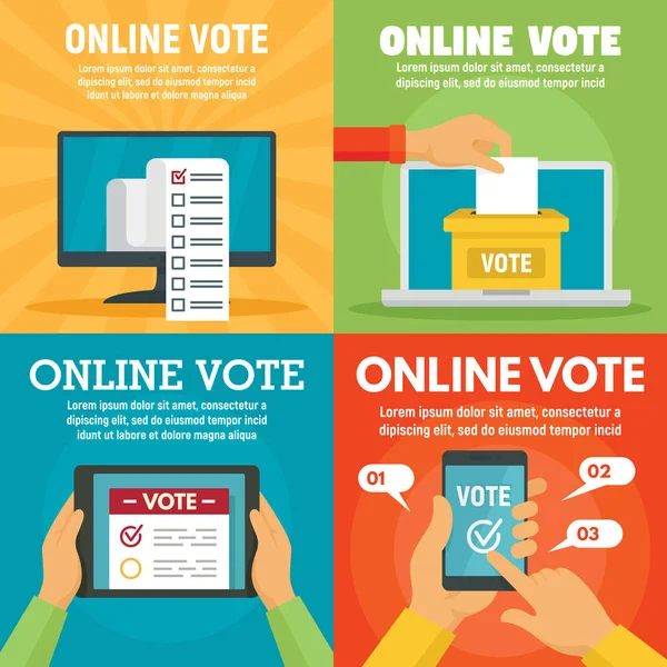Modern online szavazás bannerkészlet, lapos stílus — Stock Vector