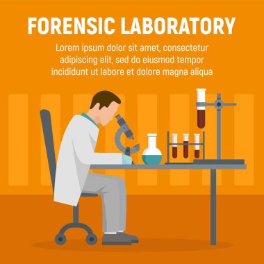 Forensic laboratory chemical tube concept background, flat style clipart