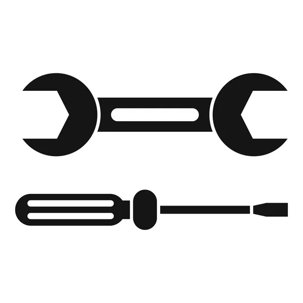 Kulcs és kézi fúró ikon, egyszerű stílus — Stock Vector
