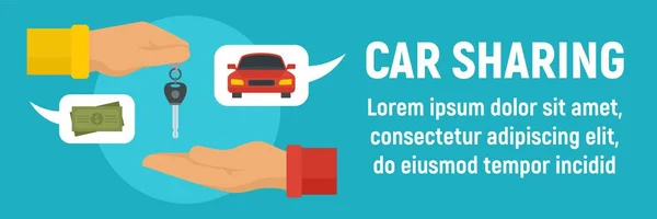Money car sharing concept banner, flat style