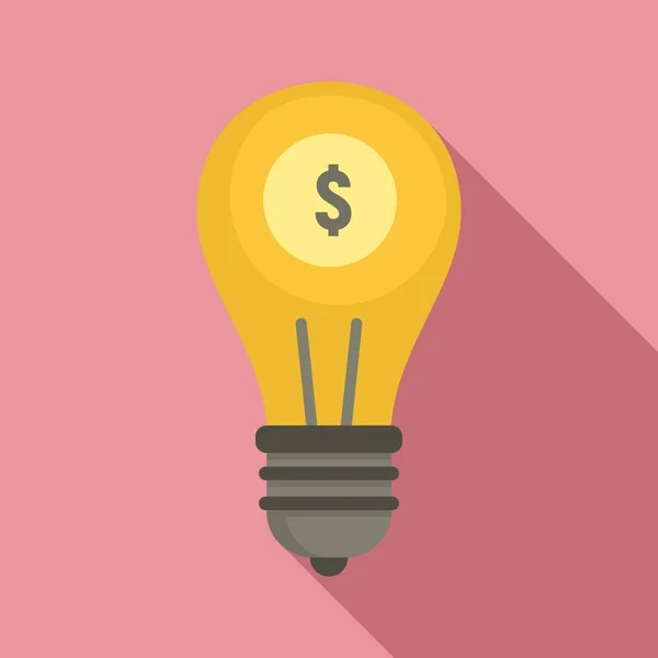 Geld Bulb idee pictogram, platte stijl — Stockvector