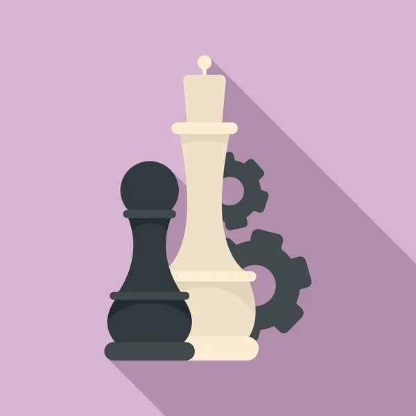 Icono de engranaje lógico de ajedrez, estilo plano — Vector de stock