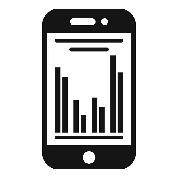 Graphique colonne smartphone écran icône, style simple — Image vectorielle