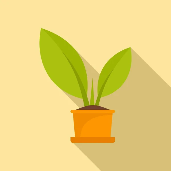 Icône de pot de plante bio, style plat — Image vectorielle