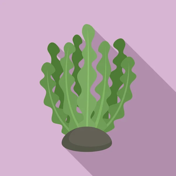 Marine bio plant icon, flacher Stil — Stockvektor