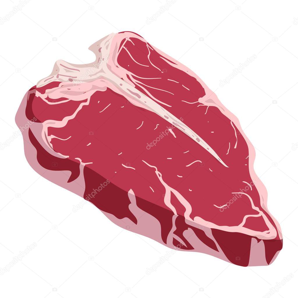 Tbone steak icon, cartoon style