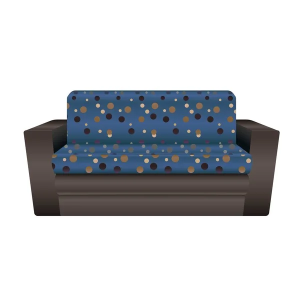 Icona del divano punteggiato blu, stile cartone animato — Vettoriale Stock