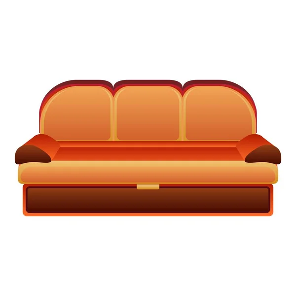 Оранжевая икона современного дивана, стиль мультфильма — стоковый вектор