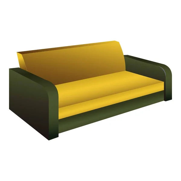 Zielona żółta ikona sofa, styl kreskówki — Wektor stockowy