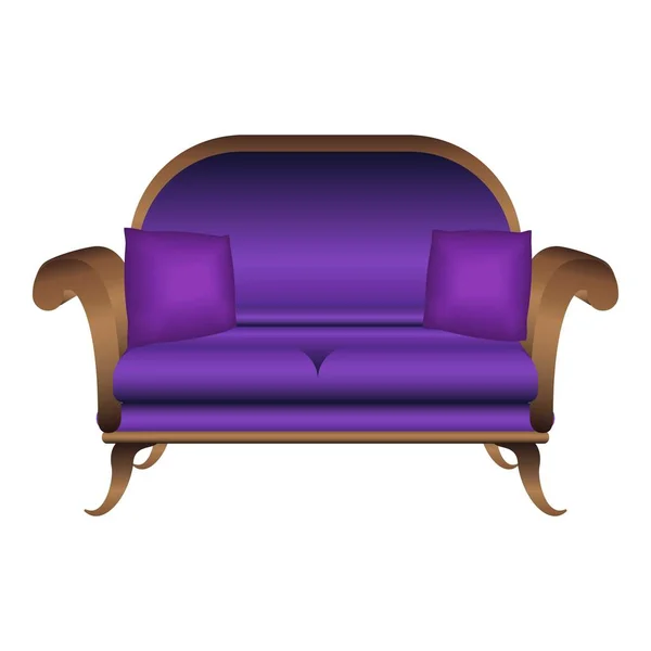 Ícone de sofá violeta, estilo cartoon — Vetor de Stock