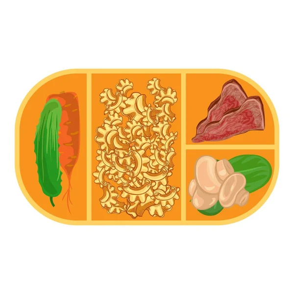 Lunchbox mit Pasta-Ikone, Cartoon-Stil — Stockvektor