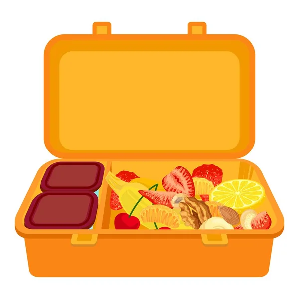 Open Lunchbox icoon, cartoon stijl — Stockvector