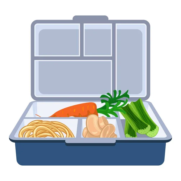 Plastic lunchbox icon, cartoon style — Stock Vector