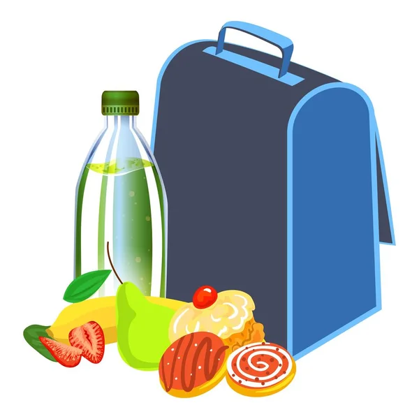 Lunchbox al icono de la escuela, estilo de dibujos animados — Vector de stock