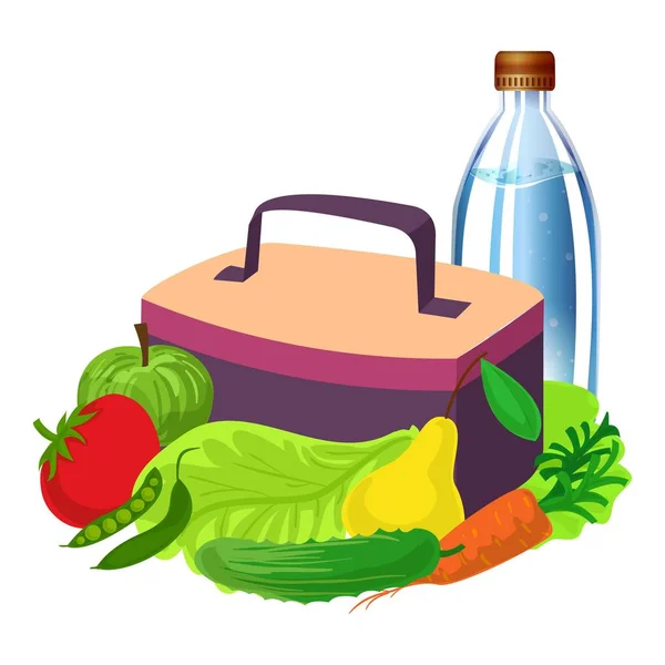 Boîte à lunch icône, style dessin animé — Image vectorielle