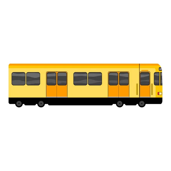 Ícone de trem de metrô amarelo, estilo dos desenhos animados — Vetor de Stock