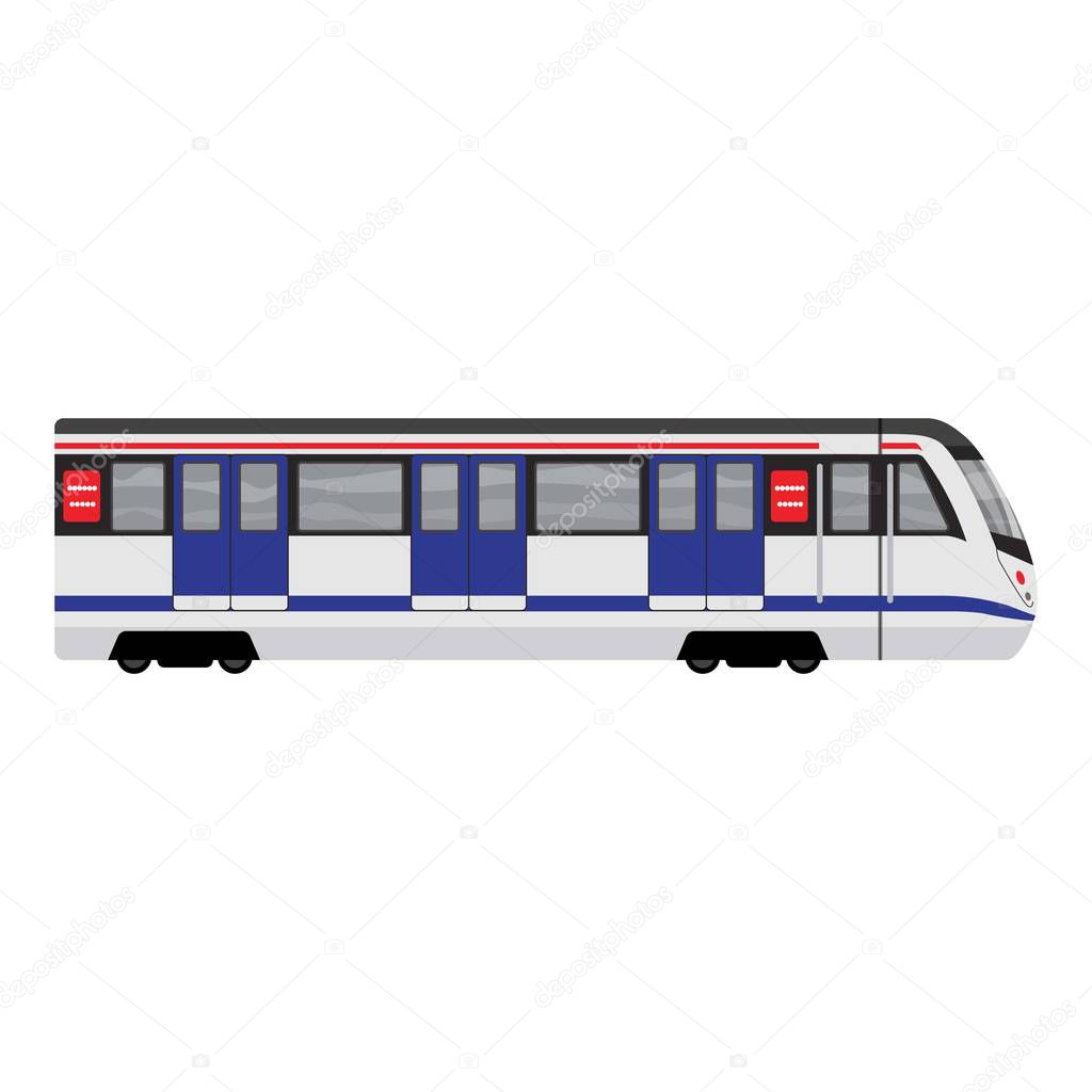 Metal subway train icon, cartoon style