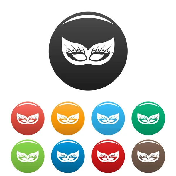 Italian festive mask icons set color — Stock Vector