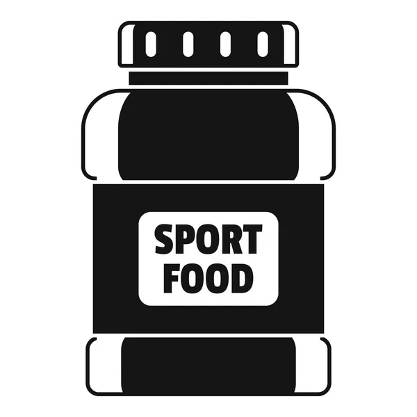 Icono del frasco de comida deportiva, estilo simple — Vector de stock