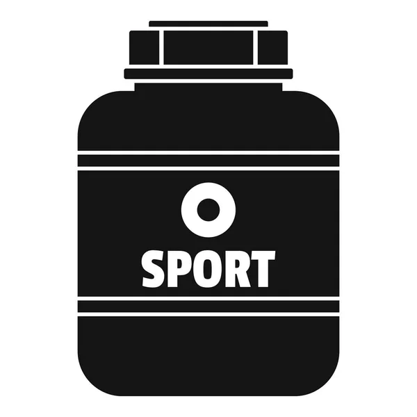 Deporte nutrición icono tarro de plástico, estilo simple — Vector de stock