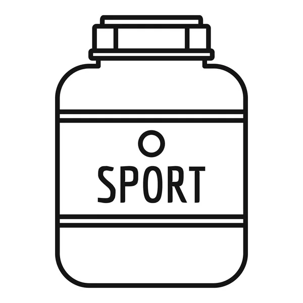 Deporte nutrición icono del frasco de plástico, estilo contorno — Vector de stock