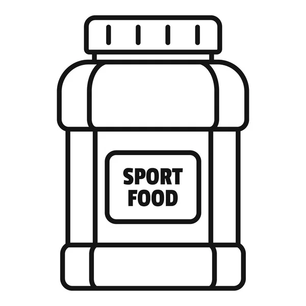 Icono del frasco de comida deportiva, estilo de esquema — Vector de stock