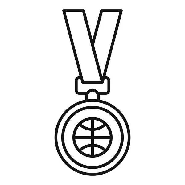 Icono de la medalla de oro del baloncesto, estilo de esquema — Vector de stock