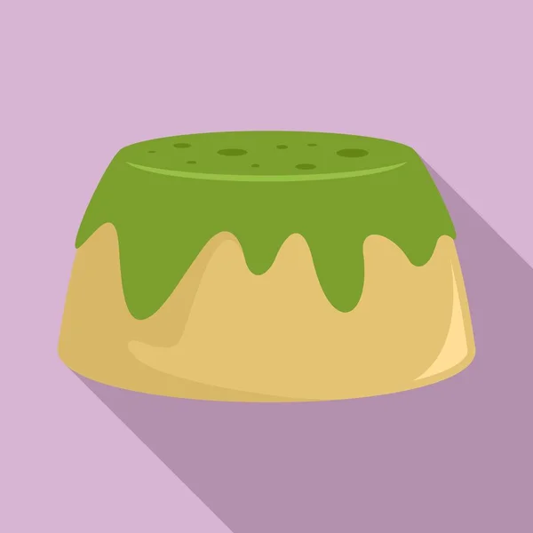 Matcha cake icon, flat style — Stock Vector