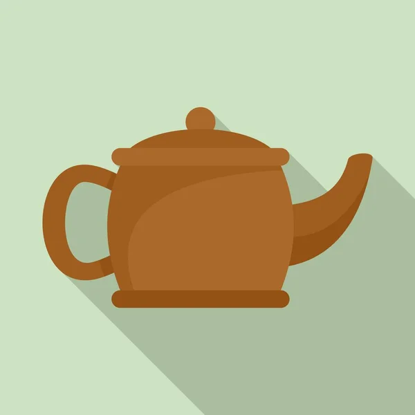 Matcha teapot icon, flat style — Stock Vector