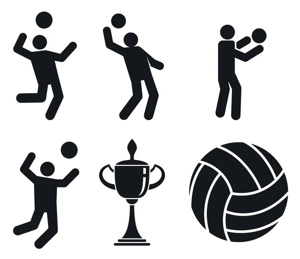 Conjunto de iconos de voleibol, estilo simple — Vector de stock