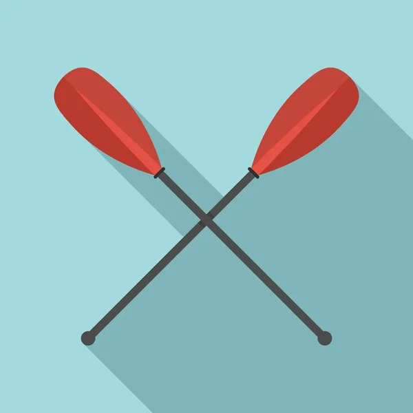 Metal crossed oars icon, flat style — Stock Vector