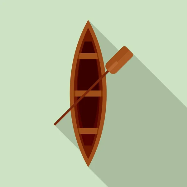 Top view wood boat icon, flat style — Stock Vector