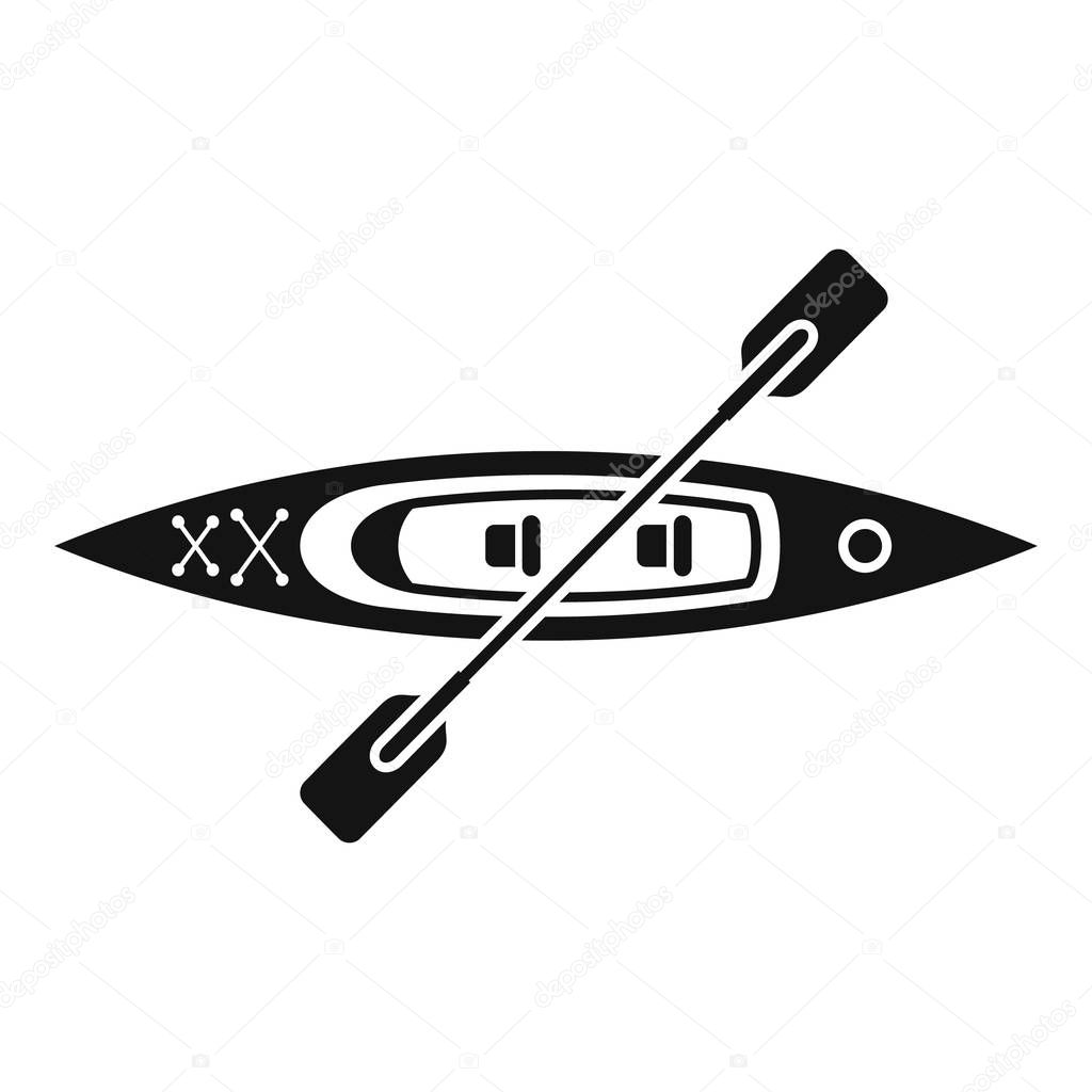 Wood top view kayak icon, simple style