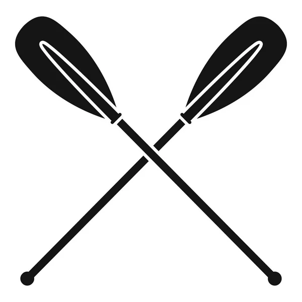 Metal crossed oars icon, simple style — Stock Vector