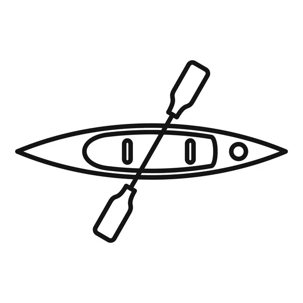 Wood top view kayak icon, outline style — 스톡 벡터