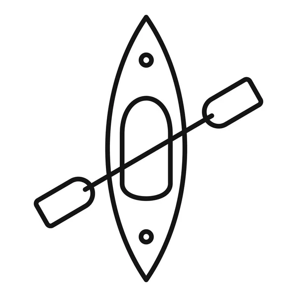 Иконка с видом на каяк, стиль контура — стоковый вектор