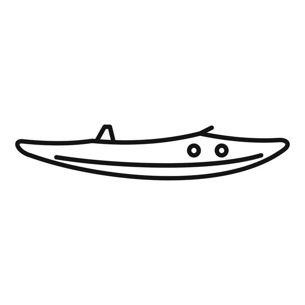 Icône de kayak en plastique, style contour — Image vectorielle