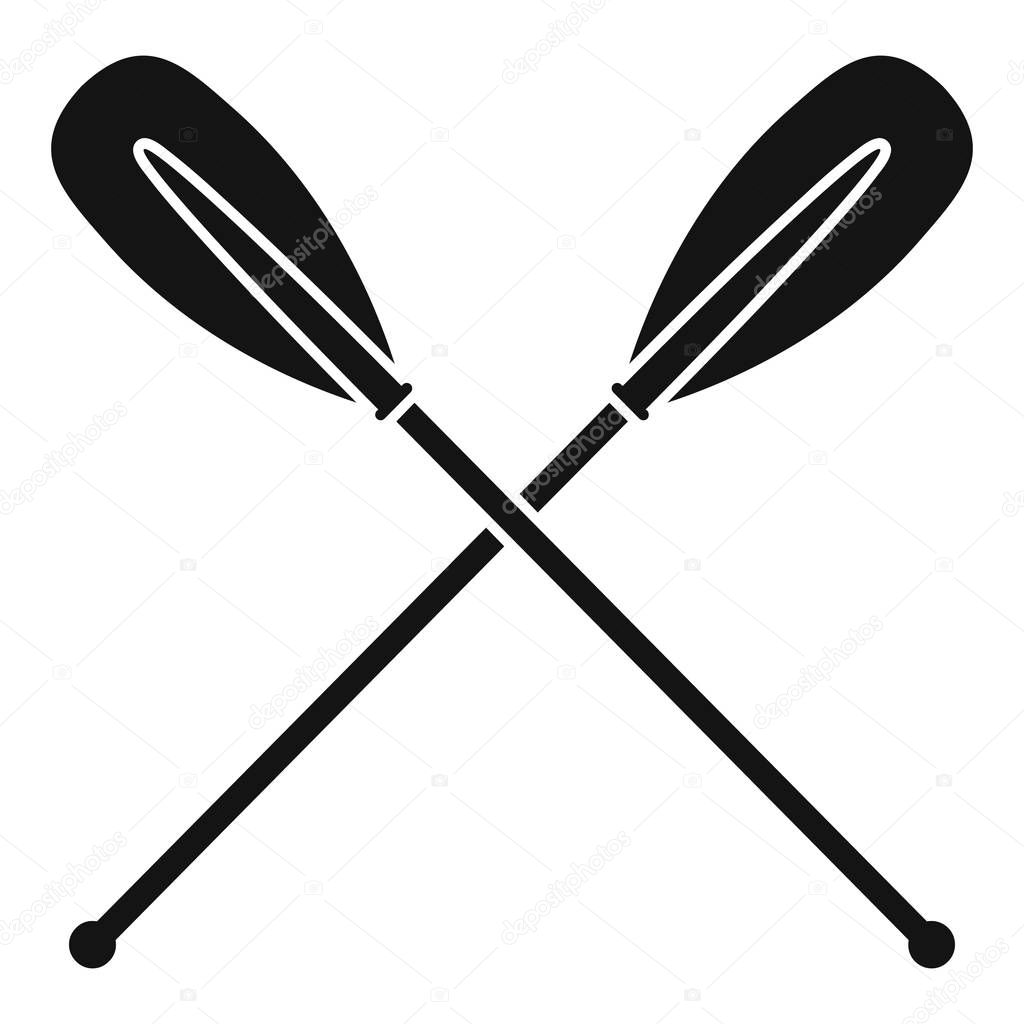 Metal crossed oars icon, simple style