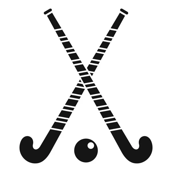 Campo de hockey cruzado palos icono, estilo simple — Vector de stock