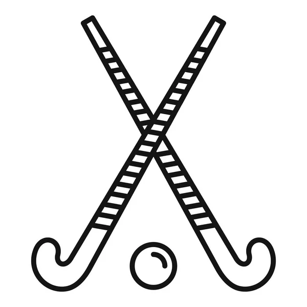 Campo de hockey cruzado palos icono, estilo de esquema — Archivo Imágenes Vectoriales